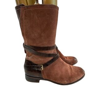 UGG Distressed Suede‎ & Leather Short Brown Boots with Strap Harness Buckles